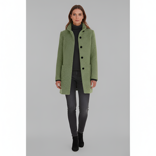 Elegant button-front coat with high collar for women | Valerios