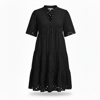 Chic hollow-out lace ruffle mini dress for women | Cosima