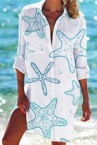 Lightweight beach blouse with button-front design for women | Johanna