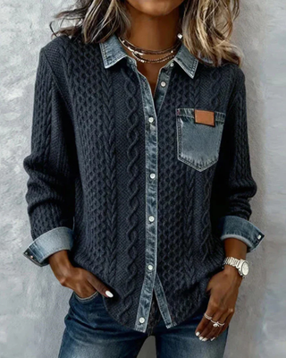 Classic knitted denim-look everyday jumper for women | Juliane