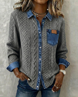 Classic knitted denim-look everyday jumper for women | Juliane