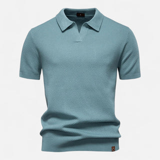 Knit polo shirt with button neck and long sleeves for men | Arlen