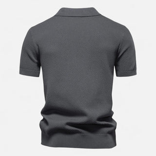 Knit polo shirt with button neck and long sleeves for men | Arlen