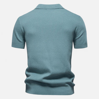 Knit polo shirt with button neck and long sleeves for men | Arlen