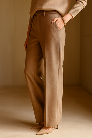 Torino Classic High-Waist Wool Blend Trousers | Elvara