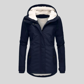 Waterproof hooded jacket with long silhouette for women | Madelyn