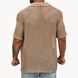 Classic hollow-knit short-sleeve casual shirt for men