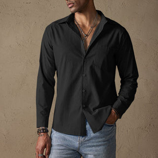 Classic linen traditional-collar casual shirt for men