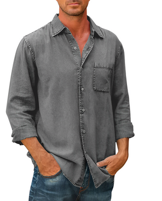 Classic long-sleeve denim everyday shirt for men