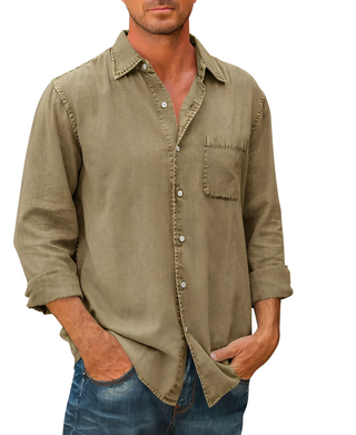 Classic long-sleeve denim everyday shirt for men