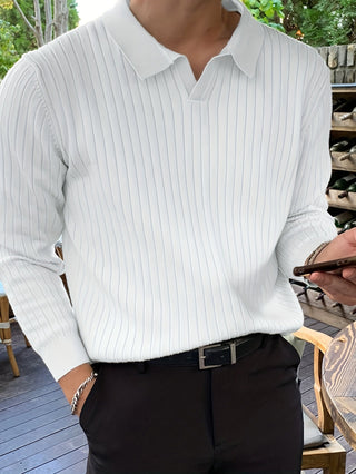 Classic V-neck knit everyday jumper for men | Callum