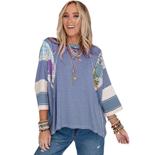 Lightweight patchwork batwing everyday top for women | Bailey