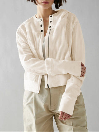 Cropped waffle zip hoodie for women | Ardyn