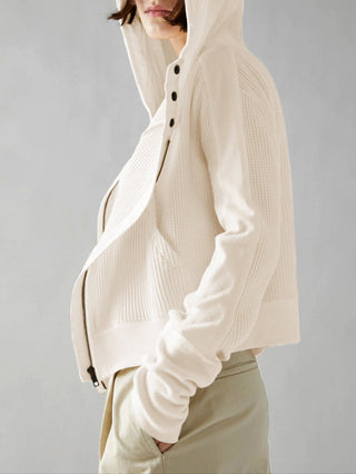 Cropped waffle zip hoodie for women | Ardyn