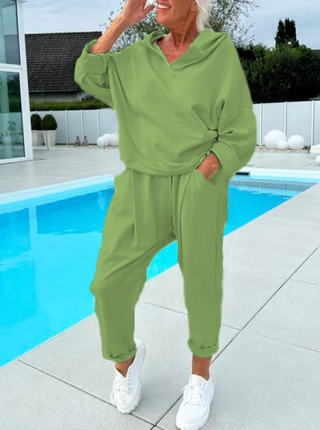 Cosy hooded sweatshirt everyday set for women | Hazel