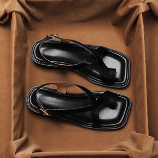 Italian Leather Cross-Strap Sandals