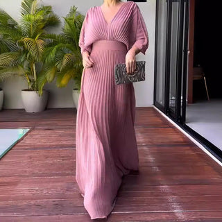 Floating ribbed elegant maxi dress for women | Ria