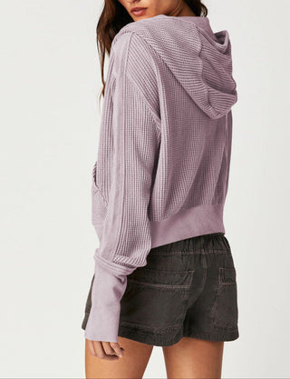 Cropped waffle zip hoodie for women | Ardyn