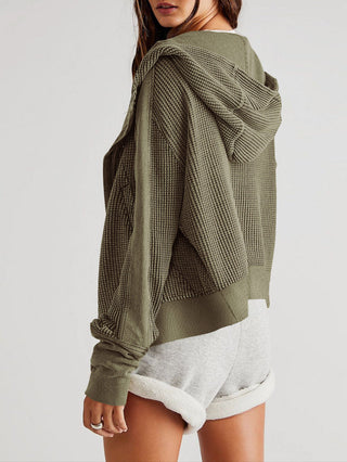 Cropped waffle zip hoodie for women | Ardyn