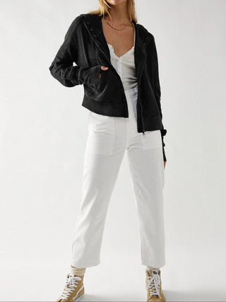 Cropped waffle zip hoodie for women | Ardyn