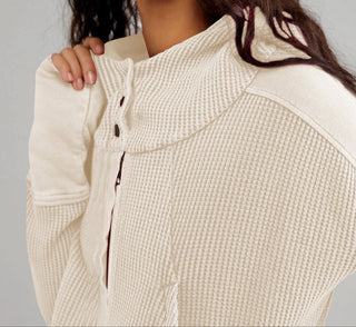 Cropped waffle zip hoodie for women | Ardyn