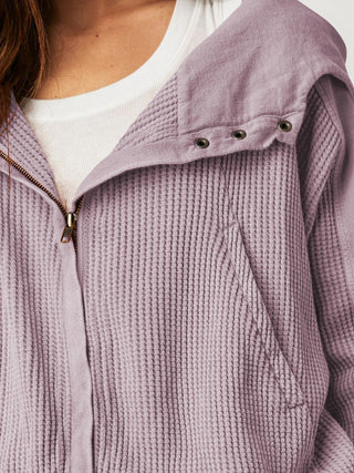 Cropped waffle zip hoodie for women | Ardyn