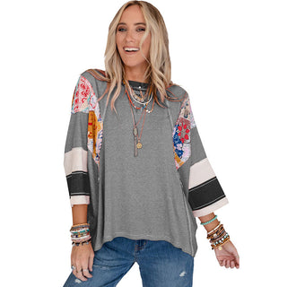 Lightweight patchwork batwing everyday top for women | Bailey