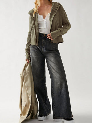 Cropped waffle zip hoodie for women | Ardyn