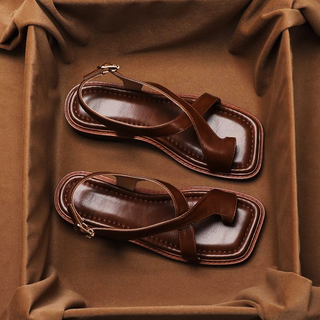 Italian Leather Cross-Strap Sandals