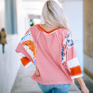 Lightweight patchwork batwing everyday top for women | Bailey