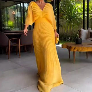 Floating ribbed elegant maxi dress for women | Ria