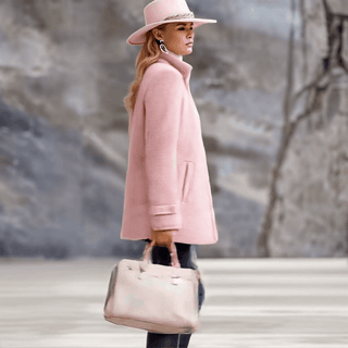 Casual Vintage Pink Polar Fleece Zip-Up Jacket | Elara