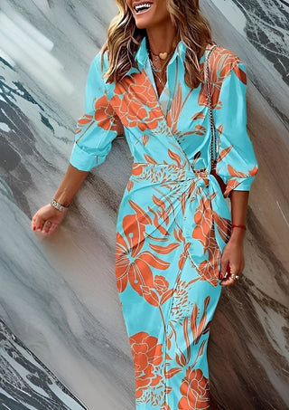 Printed waist-cinching shirt dress for women | Olivia