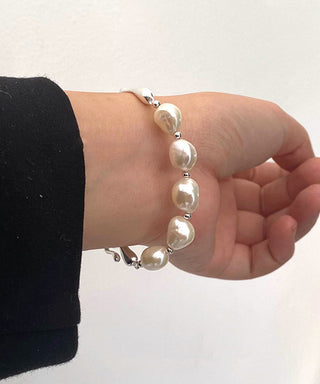 Sterling Silver Pearl Bracelet – Refined Minimal Design | Aveline