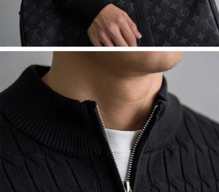 Classic cable-knit half-zip everyday jumper for men | Ellison