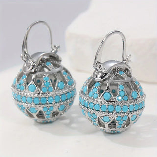 Globe drop earrings with filigree-inspired detail for women | Elowyn