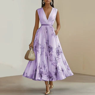 Elegant pleated everyday maxi dress for women | Rowella