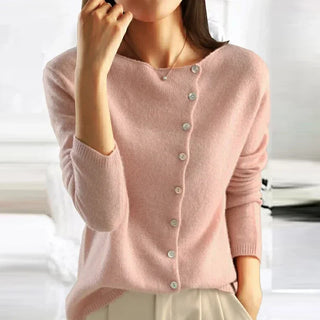 Asymmetric button knit sweater for women | Liora