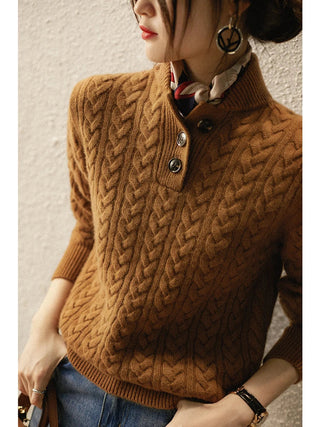 Arden Cable-Knit Button-Up Sweater