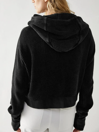 Cropped waffle zip hoodie for women | Ardyn