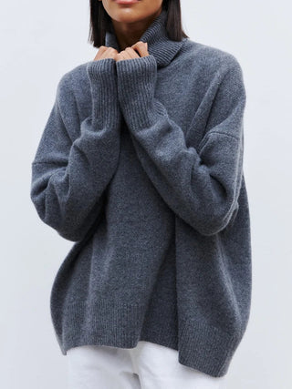 Oversized turtleneck knit sweater for women | Elowara