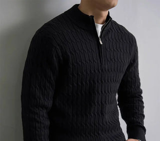 Classic cable-knit half-zip everyday jumper for men | Ellison
