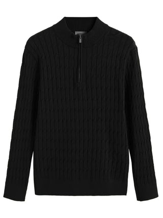 Classic cable-knit half-zip everyday jumper for men | Ellison
