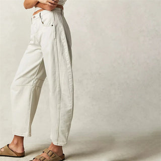 Everly Barrel-Leg Ankle Denim Pants