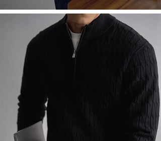 Classic cable-knit half-zip everyday jumper for men | Ellison