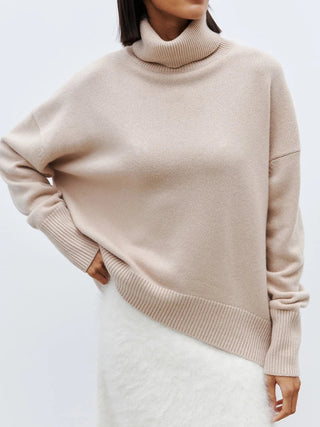 Oversized turtleneck knit sweater for women | Elowara