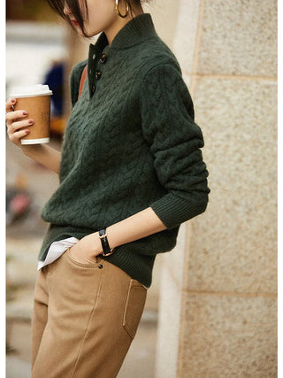 Arden Cable-Knit Button-Up Sweater
