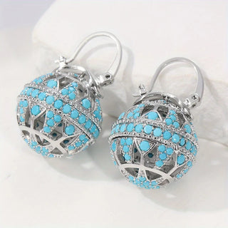 Globe drop earrings with filigree-inspired detail for women | Elowyn