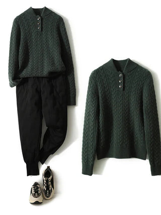 Arden Cable-Knit Button-Up Sweater