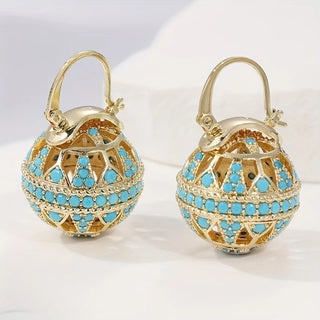 Globe drop earrings with filigree-inspired detail for women | Elowyn